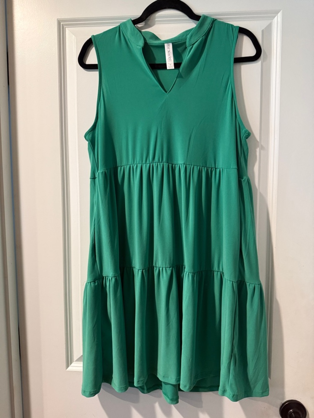 Sleeveless Tiered Midi Dress in Emerald Green